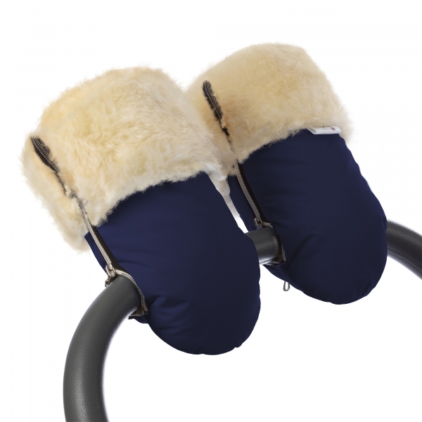 Муфта-рукавички для коляски Esspero  Double (Натуральная шерсть)  Navy