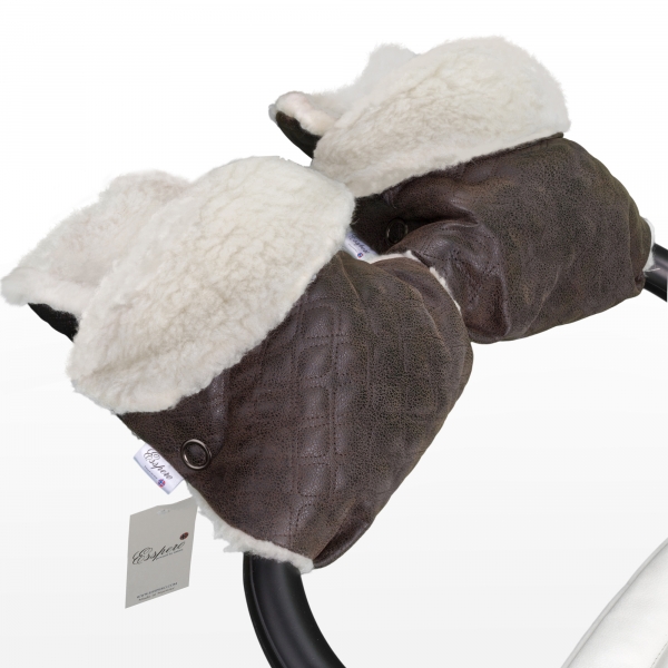 Муфта - рукавички для коляски Esspero Karolina (100% овечья шерсть) Brown