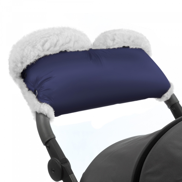 Муфта для рук на коляску Esspero Soft Fur Lux (Натуральная шерсть) Navy