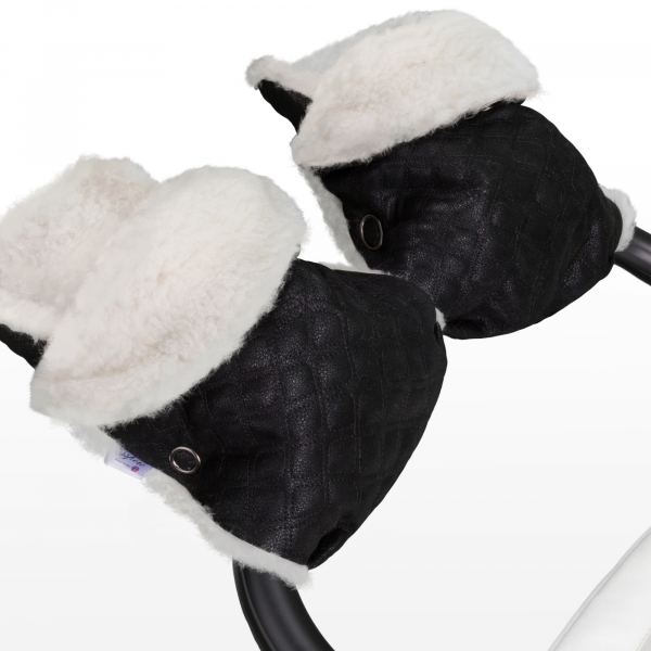 Муфта - рукавички для коляски Esspero Karolina (100% овечья шерсть) Black