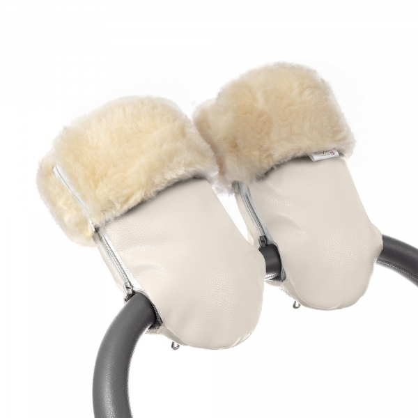 Муфта-рукавички для коляски Esspero Double Leatherette (Натуральная шерсть) Cream