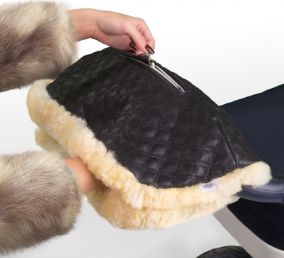 Муфта для рук на коляску Esspero Julia (Натуральный мех) Black