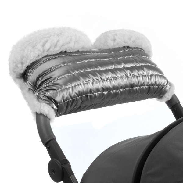 Муфта для рук на коляску Esspero Soft Fur Lux (Натуральная шерсть) Graphite