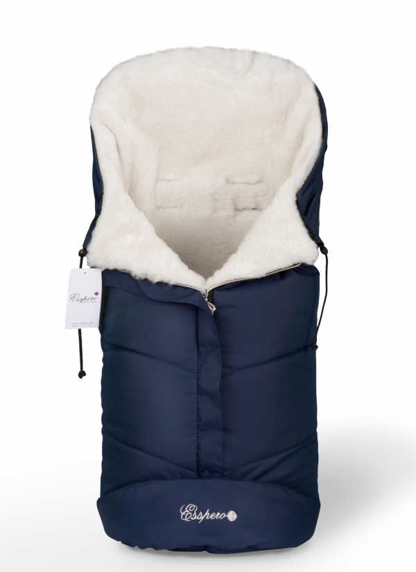 Конверт в коляску Esspero Sleeping Bag White (натуральная 100% шерсть) Navy