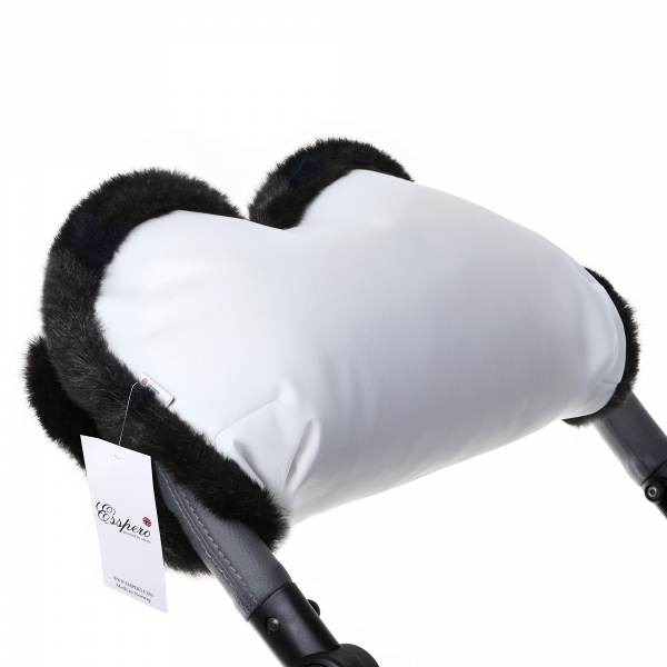 Муфта для рук на коляску Esspero LIT Leatherette (эко-кожа) white/black