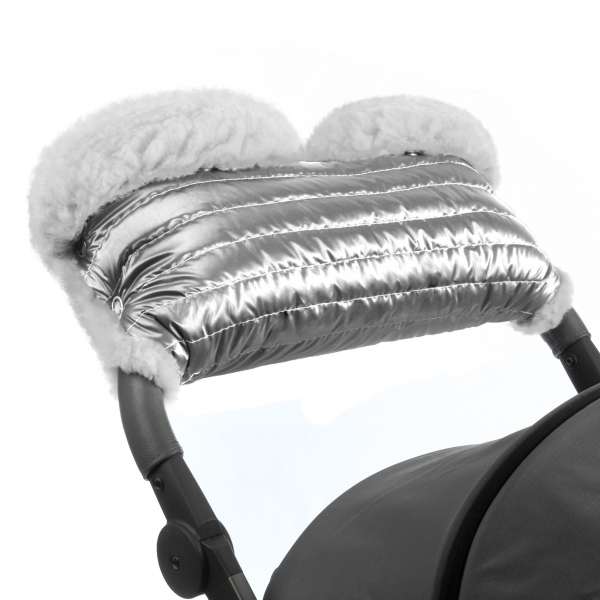 Муфта для рук на коляску Esspero Soft Fur Lux (Натуральная шерсть) Silver